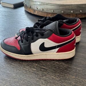 Authentic Jordans Kids' Black and Red Sneakers